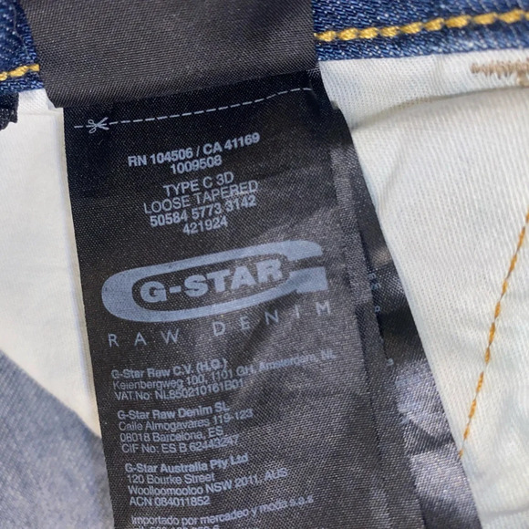 G Star Raw C 3D Loose Tapered Atlantic wash distressed denim jeans 31x32 - Picture 4 of 6